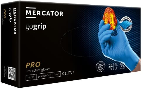 MERCATOR Gogrip Nitrilhandschuhe, für Lebensmittelkontakt, Größe L, Blau, 50 Stück