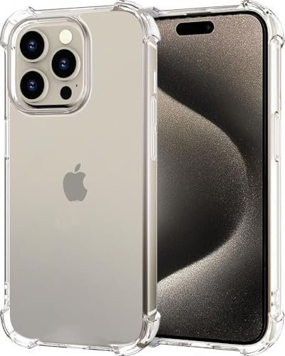 KP TECHNOLOGY Case For iPhone15 Pro Max, iPhone Case With Reinforced Corners, Drop Protection Soft TPU Bumper Phone Case for iPhone 15 Pro Max (Clear)