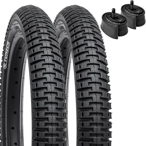 YunSCM 2PCS Plegable 18 Pulgada Neumáticos 18x2.125 ETRTO 57-355 más 2PCS 18 Pulgada Cámara de Aire AV32mm Valve Compatible Bike 18x2.10 18x2.125 18x2.25 Neumáticos and Cámara de Aire