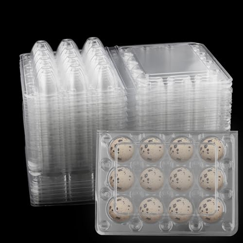 PUCSIQ 50 Stück 12er Wachteleierschachteln Plastik, Quail Egg Kartons für Wachteleier, Kunststoff Wachtelei Kartons, Eierschachteln Wachteln Transparente, Fasan Oder Grouse, 13.8x10.3x3.6cm