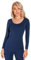 Liang Rou Women's Scoop Neck Ultra Thin Basic Long Sleeve Shirt Royal Blue X-Large