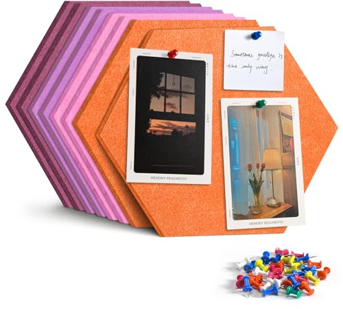 Uoisaiko Groß Filz Pinnwand Selbstklebend Korkplatte Filzplatte mit 30 Pinnnadeln, 8 Stück Korkwand Filzboard Memotafeln Bulletin Board Memo Boards Wanddekoration für Büro Küche