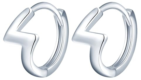 MOOFUN Blitz Ohrringe Silber 925 Creolen Ohrring Damen Ohrringe Trendiges Z-Wort Ohringe Hoop Ohrschmuck für Mama Beste Freundin Teenager Mädchen Oma Schwester Frauen Geschenk Geburtstagsgeschenk