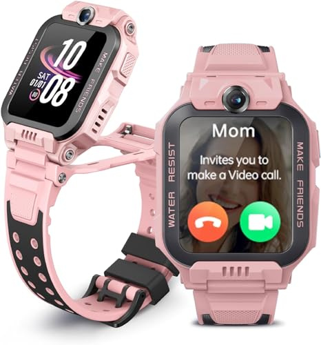 imoo Z7 Smartwatch für Kinder, Kinder-Smartwatch,SIM-Karten-Unterstützung, SOS Notruf, Klassenmodus, IPX8 wasserdicht, 1,3 Zoll, 4GB, 2MP Frontkamera und 5MP Rückkamera, Rosa