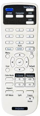 NPTWARCOT Replacement Remote Compatible With Epson Projector PowerLite E20 119W X49 W49 118 982W 1288 EB-720 EB-L200X EB-L520U BrightLink 1480Fi 1485Fi EB-725Wi 735Fi EX3280 Home Cinema 880X 219863500