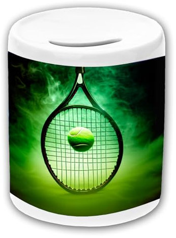 Keramik Spardose mit Personalisierung z.B. Name und Schriftartwahl (Tennis)