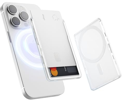 elago Klarer Magnetischer Schieber Kartenfach Kompatibel mit MagSafe für iPhone 16, 15, 14, 13, 12 Serie - Sicheres Handy-Portemonnaie, Langlebige PC-Konstruktion, Schutz vor Beschädigungen