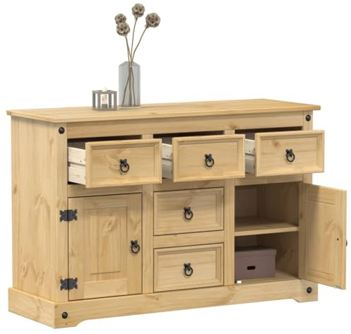 ShGaxin Sideboard Corona 115x40x76 cm Massivholz Kiefer, Kommode Schlafzimmer, Kommoden & Sideboards, Wohnzimmerschrank, Flur Kommode, Zimmer Möbel - 4005680