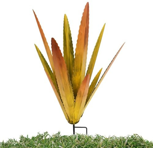 JSHDUSA Escultura rústica de tequila | Estatua de jardín de flores de agave de metal | Plantas de metal de agave para jardín, plantas de agave de metal, decoración artística, plantas de metal,
