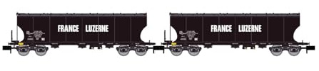 Arnold HN6619 SNCF 2er Pack 4-achsiger Getreidewagen Frankreich Luzern abgerundete Seitenwände Ep IV Rollmaterial – Waggons