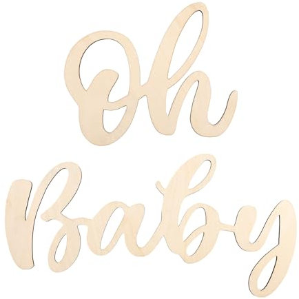 Panneau Oh Baby pour Toile de Fond, Bois Décorations Oh Bébé Mignon Oh Baby Sign Accessoires Photo pour Révéler Le Genre Décorations de Fête Prénatale Garçons et Filles (Jaune Clair)