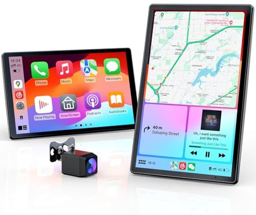 Krunia 8'' Tragbares Autoradio für Apple CarPlay & Android Auto, 1440x900 HD Display, Magnetische Halterung, OTA-Updates, Rückfahrkamera, Bluetooth, Sprachsteuerung, GPS-Navigation