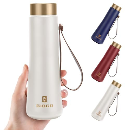 Metal Water Bottle 400ml/13.5oz Flask for Hot Drink, Insulated Stainless Steel Water Bottle Vacuum Flasks Cold Water Bottles(White)