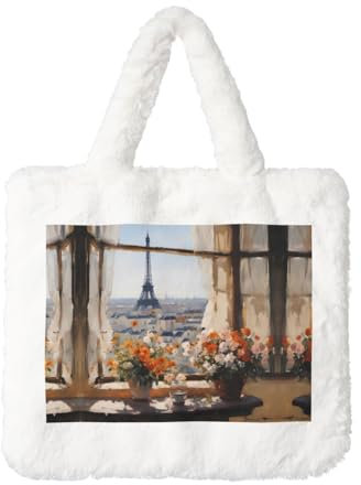 Schöne Pylons in the Distance Plüsch-Handtasche für Damen – stilvolle Herbst-Winter-Tragetasche – perfekt für Schlüssel, Lippenstift und anderes Zubehör, Weiss/opulenter Garten, Einheitsgröße