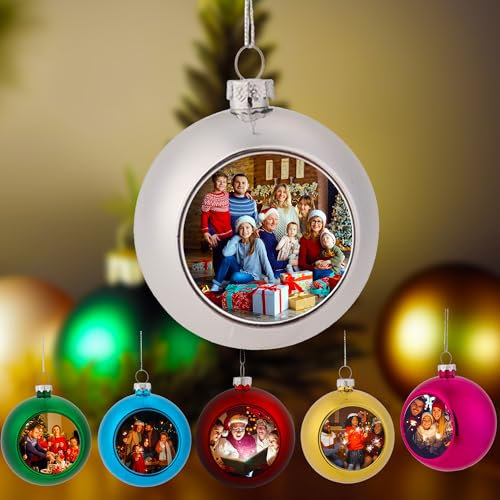Personalisierte Weihnachtskugeln,Personalisierte Weihnachtskugeln mit Foto,Weihnachtskugel Foto für Weihnachtsbaum, Weihnachtsdekoration, Mama,Papa,Kinder,Haustiere(8cm)