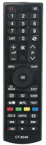 AULCMEET Mando a Distancia,CT-8046 Nuevo Mando a Distancia Apto para fit for Toshiba HD Smart TV 32W1534DG 32W1541DG 32W1543DG 32W1544DG 32W1633DB 32W1633DG 40H1533DG