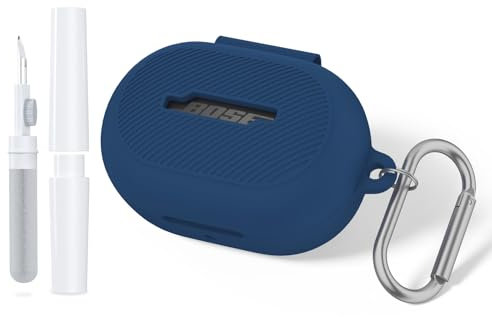 Generisch Silicone Case for Bose QuietComfort Earbuds, Ultra Thin, Shockproof Protective Case, with Keyring Hook (Dark Blue)