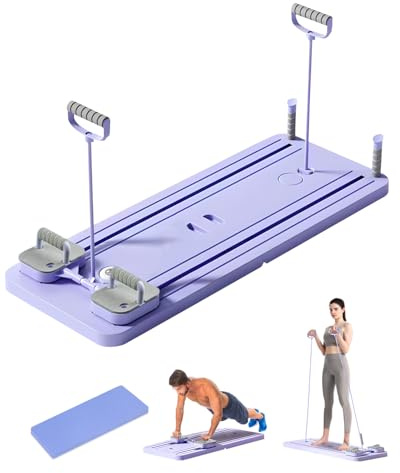 Lorrtta Pilates Reformer Machine, Foldable Pilates Board Machine with Automatic Rebound Ab Roller, Multi-Functional Home Pilates Kit for Core, Arm, Leg & Full Body Workout for Men & Women