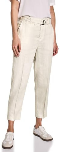 STREET ONE Damen A378742 Leinen-Chino mit Gürtel, Moonstone Sand, 44W x 28L