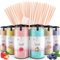 Misskandy®, Zuckerwatte Zucker (Farbstoffe ohne Azofarbstoffe) / Charge (6 * 240Gr) Erdbeere, Cola, Zitrone, Heidelbeere, Apfel, Vanille/zuckerwattemaschine zucker/Aromazucker + 50 Stäbchen (Free)