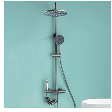 WRJAHCG Panneau De Douche d'eau Froide Et Chaude,Colonne De Douche avec Douchette Et Robinet pour Baignoire,Hauteur Réglable Douche Set,Gris,Hot and Cold
