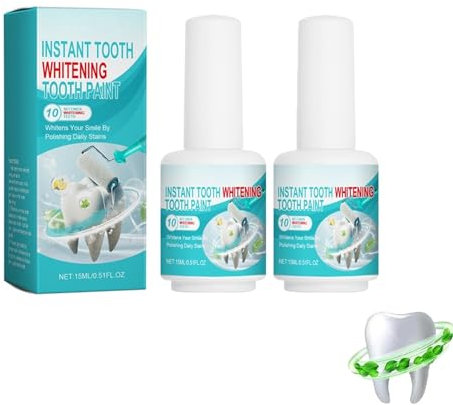 2 pezzi vernice dentale bianca, vernice dentale bianca, smalto dentale Teeth Whitening Paint, sbiancamento istantaneo dei denti, rafforzare la fiducia in se stessi, mantenere il respiro fresco