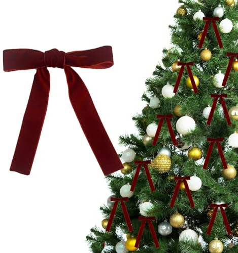 Nymora 12 Stück Weinrot 13x18cm Weihnachtsdeko Schleifen Bögen für Weihnachten Baum Deko - Weihnachten Dekoration Geschenkschleife Weihnachtsschleifen für Weihnachtskranz Geschenke