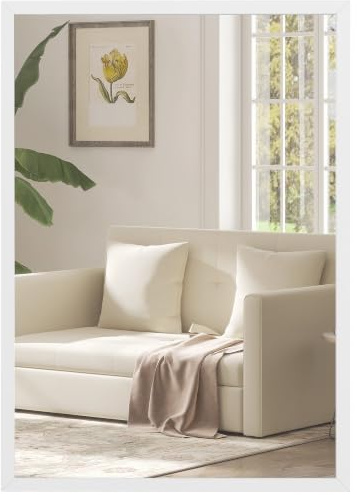HOMCOM Miroir Mural Rectangulaire 50 x 70 cm, Cadre en Bois Blanc | Idéal pour la Salle de Bain, Salon ou Chambre
