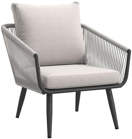OUTLIV. Alex Gartensessel, 72x73x87cm, bequem, Hellgrau | Aluminium; mit Kissen; 1-Sitzer; 72x73x87cm; Hellgrau; komfortabel, flexibel; für Garten und Terrasse