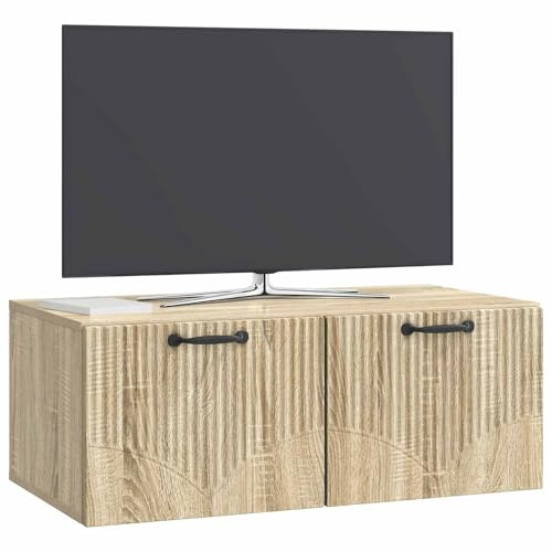 vidaXL Wandmontierter TV-Schrank Sonoma-Eiche 78,5 x 41 x 30 cm, Moderner Wohnbereich, Rechteckiger Wandschrank, Viel Stauraum, Schlichtes Design für die Haushaltsorganisation