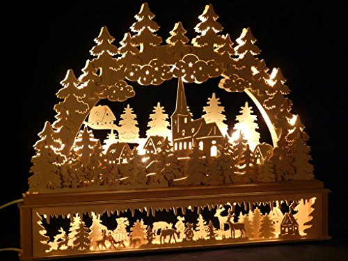 Schwibbogen P-KB273 Lichterbogen mit Erhöhung Made Erzgebirge Seiffen Maße: 72x55cm (BxH)