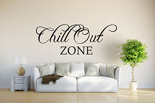 INDIGOS UG - Wandtattoo Wohnzimmer - Wandaufkleber Chill Out Zone- schwarz - 80x30 cm - Aufkleber Kinderzimmer Schlafzimmer Küche Badezimmer Büro Dekoration