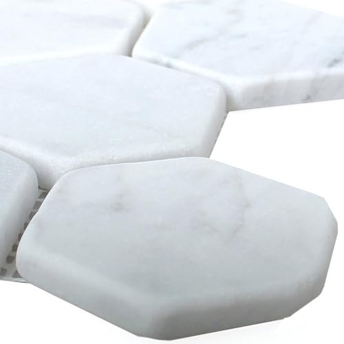Marmor Naturstein Mosaikfliesen Wutach Hexagon Weiss Carrara