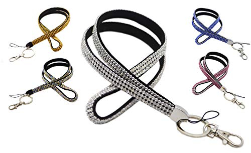 Schmalz® Schlüsselband-Set 5-teilig | glitzernden Strass Steinen | 10mm breit | Bling Rhinestone | Lanyard | 5 Farben