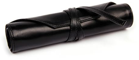 RHODIA TOUCH 116129C - Étui Rouleau 2-En-1 Noir Rangement pour Crayons, Pinceaux et Outils de Dessin - Dimensions 32 x 23 cm - Trousse Zippée Amovible - Fermeture Par Lanière - Simili Cuir