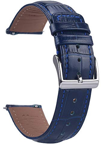 EACHE Uhrenarmband 18mm Alligatorkorn, Krokoprägung Leder Vintage für Herren Damen, Blau, Schnellverschluss Alligator Geprägtes Uhrenarmbänder