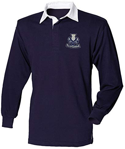 Super Lemon Schottland-Rugby-Shirt für Erwachsene, langärmelig, Retro-Stil, Vintage-Stil, für Herren und Damen, Unisex, blau, XXL