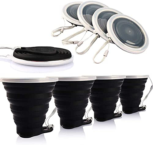 ME.FAN Silikon Faltbarer Reisebecher Silikon Klappbarer Campingbecher mit Deckel - Erweiterbarer Trinkbechersatz - Tragbar, graduiert [9.26oz]