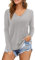 Florboom Womens Tunic Tops Long Sleeved Plain T-shirts Loose Tunic Shirts Grey Size 8 10