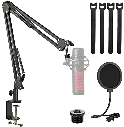 Rigych Mic Galgenarm, verstellbarer Mikrofonarm für HyperX QuadCast Shure SM7B Blue Yeti und die meisten Mikrofone für Podcast, Gaming, Streaming, Aufnahme