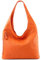 modamoda de T155 Damen Leder Shopper Schultertasche Large handmade in Italy, Farbe:Orange