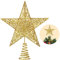 DIYDEC Christmas Tree Star Topper, Xmas Glittered Gold Hollow Star Treetop Toppers Ornaments for Indoor Christmas Tree Decoration