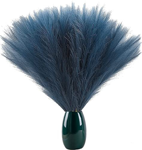 Lohill Stück Künstliches Pampasgras,6 Stiele 22 Zoll / 56 cm, Mittel Deko Trockenblumen, Vasenfüller Kunstschilf Federn für Boho Dekoration, Modern Wohnkultur Hochzeit und Büro (Blau)