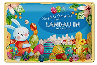 FEMER Blechschild Ostern Ostergrüße 30x20cm Landau IN DER Pfalz