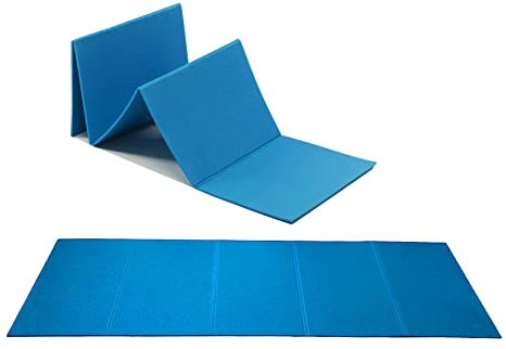 G5 HT SPORT【Tappetino Fitness Pieghevole 175x50 cm】Materassino Yoga (Azzurro), 5 Sezioni Salvaspazio per Indoor/Outdoor, Allenamento, Casa, Palestra, Stretching e Aerobica