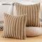 Madizz Set of 2 Faux Fur Plush Decorative Throw Pillow Covers 16x16 inch, 40x40 cm, Camel Fluffy Striped Soft Decorative Cushion Cover for Sofa Bedroom Pillow Shell