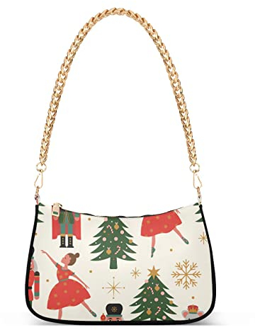 Christmas Tree Nutcracker Handbags Shoulder Bag Womens Tote Satchel Bags Chain Bag for Women, Christmas Tree Nutcracker, One Size
