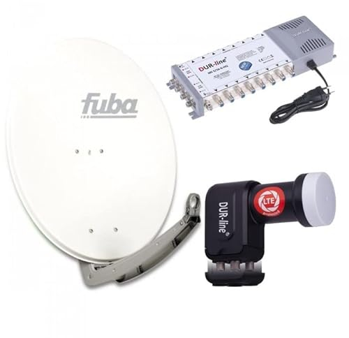 Sat Anlage 16 Teilnehmer | Komplettset - Fuba DAA 780 W Satellitenschüssel 80cm Alu weiß + DUR-line Quattro LNB + DUR-line MS 5/16 G-HQ Sat Multischalter 16 Teilnehmer (DVB-S2, HDTV, UHD 4K/8K)