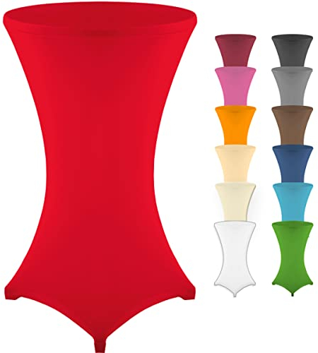 Gräfenstayn® Stretch Stehtischhusse Diana mit Öko-Tex Siegel, Verstärkung im Fußbereich, 40°C Maschinenwäsche Ø60-65cm / Ø70-75cm / Ø80-85cm (Rot, Ø80-85cm)
