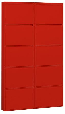 ebuy24 Pisa Schuhschrank mit Klappen/Türen in rot (100x173x16 cm)